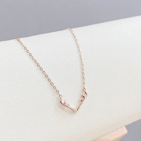 Korean Fashion Real Gold Plated Copper Elk Antler Pendant Necklace For Women Minimalist Zirconia Animal Clavicle Chain Jewelry