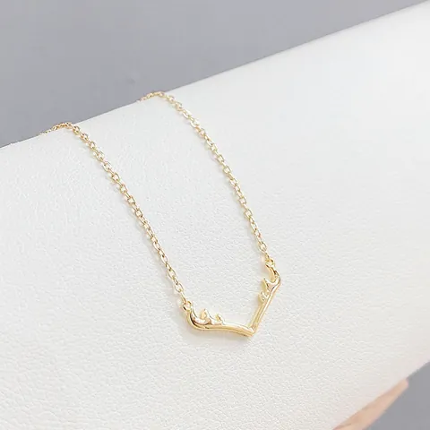 Korean Fashion Real Gold Plated Copper Elk Antler Pendant Necklace For Women Minimalist Zirconia Animal Clavicle Chain Jewelry