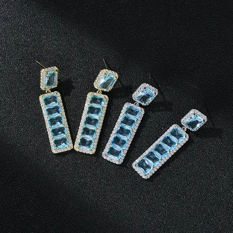 Lussuosi Orecchini a Bottone con Zirconia Colorata Micro-intarsiati Per Donna Perno in Argento Sterling 925 Gioielli Geometrici in Rame