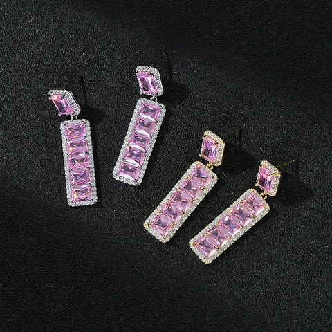 Lussuosi Orecchini a Bottone con Zirconia Colorata Micro-intarsiati Per Donna Perno in Argento Sterling 925 Gioielli Geometrici in Rame