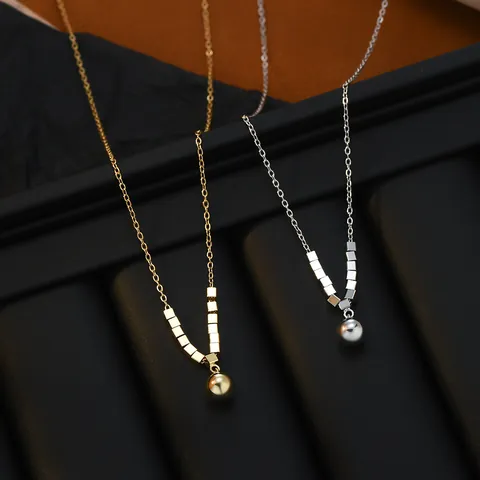 Minimalistische Koperen Geometrische Kubus Ronde Bal Hanger Halsketting Goud Zilver Verguld Elegante Sleutelbeen Ketting Sieraden Voor Dames