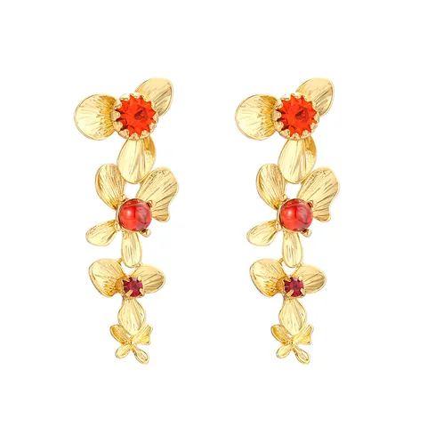 Fashion Geometric Alloy Stud Earrings For Women French Simple Gold Plated Flower Bee Artificial Pearl Drop Earrings Jewelry With Silver Post