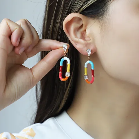 Vintage Emaille Tropföl Legierung Ohrringe Für Damen Bunte Muschel Herz Blume Ohrhänger Mit Künstliche Perlen Strass Schmuck