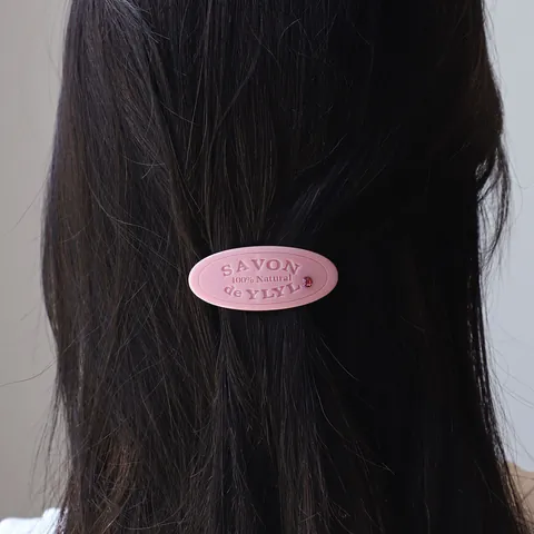 Dames Retro Ovaal Hars Haarspeld Zeepreliëf Ontwerp Met Strass Franse Stijl Eendenbek Clip Mode Haaraccessoire