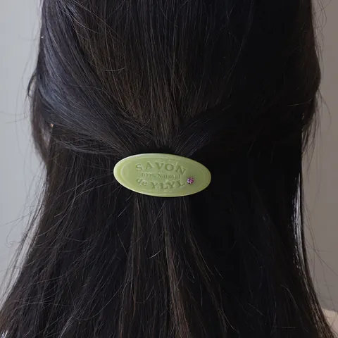 Dames Retro Ovaal Hars Haarspeld Zeepreliëf Ontwerp Met Strass Franse Stijl Eendenbek Clip Mode Haaraccessoire