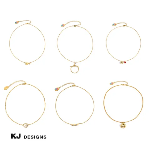 Gold Plated Copper Necklace For Women Fashion Heart Pearl Pig Round Pendant Minimalist Chain Jewelry Accessories Daily Gift