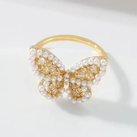 Fashion Copper Gold Silver Plated Ring For Women Zircon Butterfly Evil Eye Sunflower Adjustable Open Ring Jewelry Gift