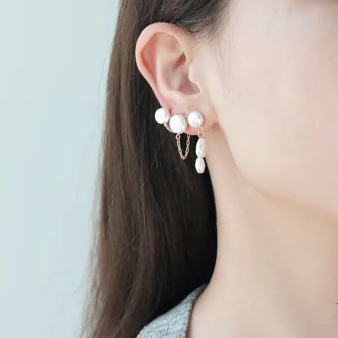 Collezione Gioielli Künstliche Perle d'Imitazione Barocche Francesi Per Donna Collana a Strati Orecchini Cerchio Oro Lega Zinco