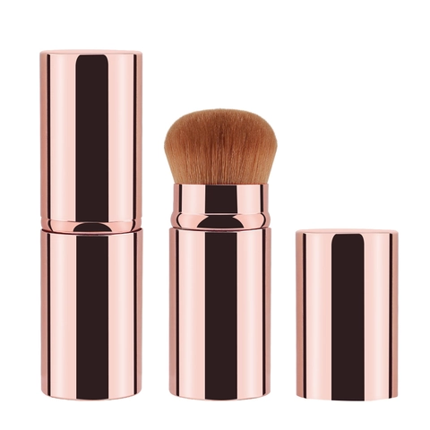 Retractable Makeup Brush Portable Powder Foundation Blush Brush Aluminum Tube Retractable Soft Hair Travel Face Cosmetic Tool