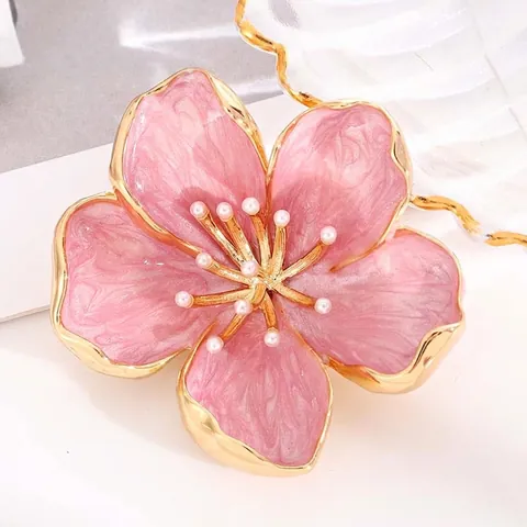 Elegante Spilla a Forma di Fiore di Ciliegio per Donna in Lega Smalto Rosa Gioielli con Künstliche Perle Sintetiche Accessorio Floreale Vintage