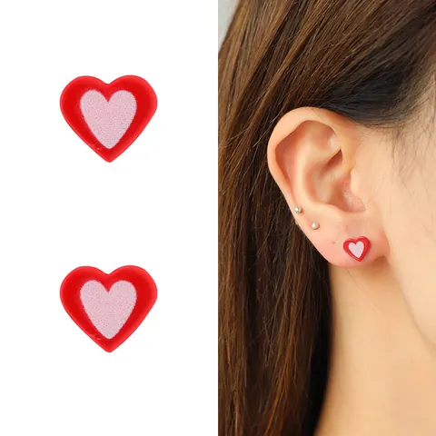 Fashion Geometric Alloy Earrings Colorful Rhinestone Heart Studs Hoop Huggie Earring Jewelry For Women Party Daily Wear