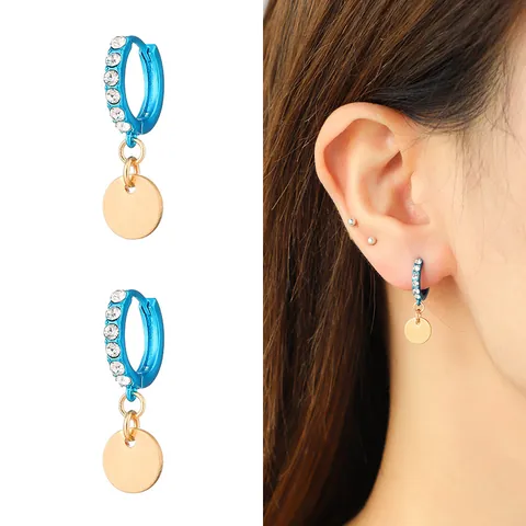 Fashion Geometric Alloy Earrings Colorful Rhinestone Heart Studs Hoop Huggie Earring Jewelry For Women Party Daily Wear