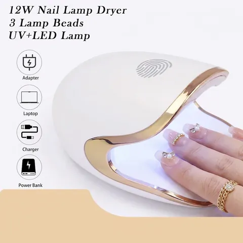 Mini Lámpara De Uñas UV LED Portátil Forma De Huevo De Dinosaurio Luz De Fototerapia Para Esmalte De Gel Manicura Blanco