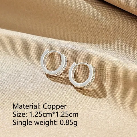 Orecchini a Cerchio in Rame con Zirconia Geometrici Minimalisti per Donna Placcati in Argento Micro Pave Gioielli Piccoli Regalo