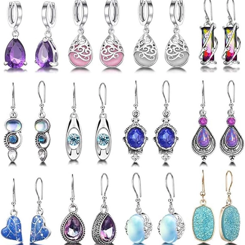 Vintage Legierung Strass Ohrringe Wassertropfen Herz Ohrhänger Boho Hohle Schnitzerei Versilbert Mode Schmuck Damen