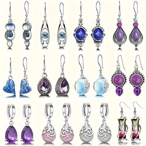 Vintage Legierung Strass Ohrringe Wassertropfen Herz Ohrhänger Boho Hohle Schnitzerei Versilbert Mode Schmuck Damen