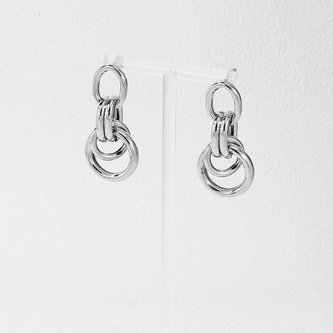 Mode Legierung Ineinandergreifende Multi Kreis Ohrhänger Für Damen Geometrisch Minimalistisch Poliert Metall Schmuck Gold Silber