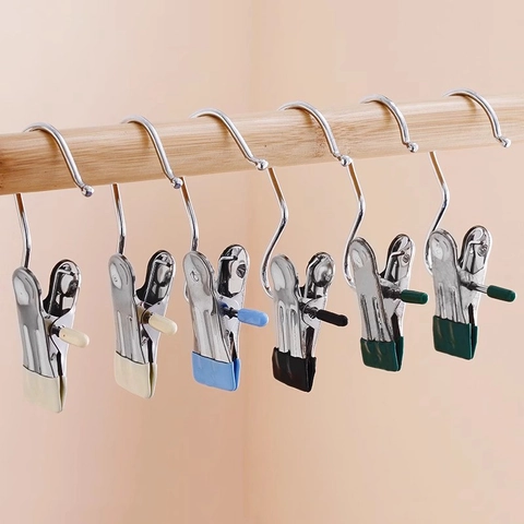 Stainless Steel Hook Clips Multipurpose S-Shaped Clothes Pegs Anti-Slip PVC Coated Laundry Hangers For Hats Socks Pants