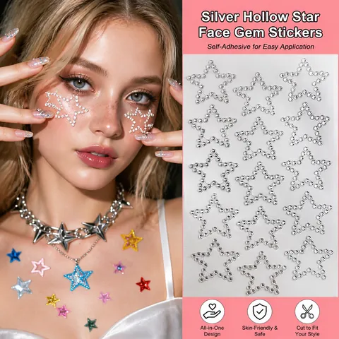 Pegatinas De Estrás Para Cara Autoadhesivas Irisadas Mariposa Estrellas Corazones Maquillaje Ojos Fiesta