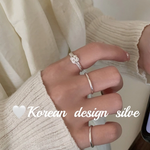 Korean Design 925 Sterling Silver Twist Rope Knot Open Ring For Women Minimalist Adjustable Simple Fresh Finger Ring Jewelry