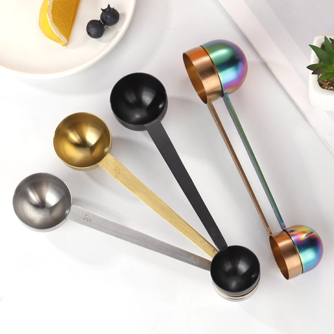 304 Stainless Steel Measuring Spoon Long Handle Coffee Scoop For Kitchen Baking Double Ended Dosing Tablespoon Multipurpose Measurement Tool