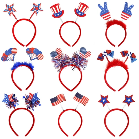 Patriotic USA Independence Day Headband 4th Of July Party Decoration Stars Stripes Flag Hairband For Parade Celebration Accessories