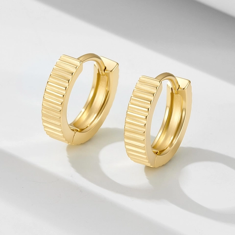 925 Sterling Zilver Gestreepte Huggie Hoop Oorbellen Minimalistische Geometrische Verguld Goud Zilver Kleine Sieraden Vrouwen