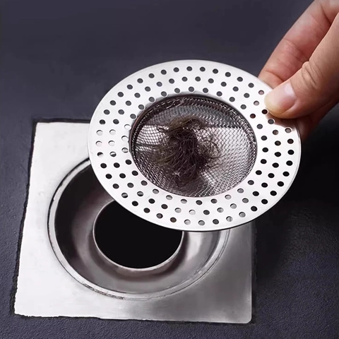 Filtro per Lavello in Acciaio Inossidabile a Rete Filtro di Scarico Cucina Tondo Quadrato Anti Intasamento Copertura Scarico Bagno Raccoglitore Capelli