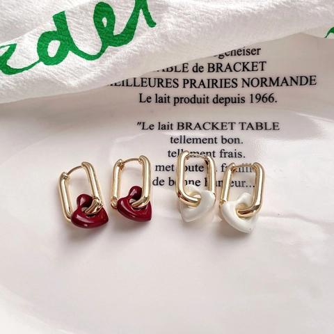 Vintage Legierung Herz Ohrhänger Mit 925 Sterlingsilber Ohrstecker-Stift Geometrischer Rechteckiger Verschluss Mode Schmuck Für Damen