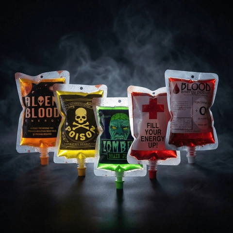Halloween Blutbeutel Getränkebeutel Kunststoff Ausgießer Taschen Für Party Getränke Saft Vampir Cosplay Requisiten Horror Thema