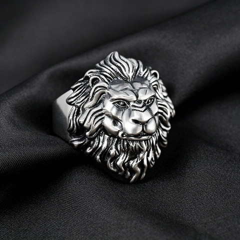 Löwenkopf Totenkopf Motor Legierung Ringe Vintage Hip Hop Verstellbar Offen Punk Biker Schmuck Für Herren