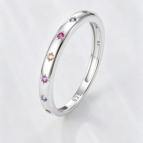 925 Sterling Zilveren Ring Voor Vrouwen Kleurrijke Strass Ster Geometrische Zeshoek Vingerring Goud Zilver Verguld Sieraden
