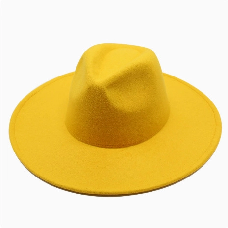 Wide Brim Fedora Hat Wool Felt Retro Jazz Style British Vintage Solid Color For Men Women