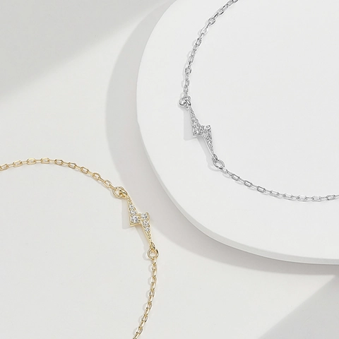 925 Sterling Silber Blitz Armband Für Damen Zirkonia Pavé Minimalistisch Verstellbare Kette Gold Silber Schmuck Geschenk