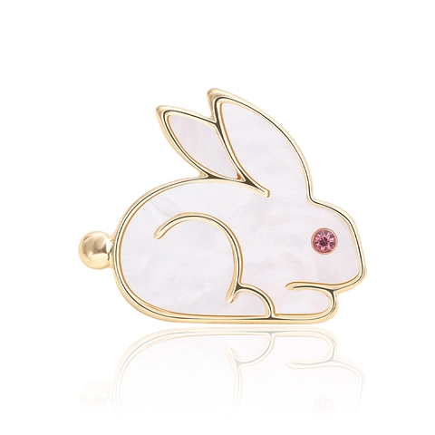 Cute Rabbit Animal Brooch Alloy Rhinestone Inlaid Iridescent Lapel Pin For Women Fashion Jewelry Clothing Decoration Gift