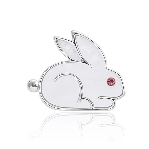 Cute Rabbit Animal Brooch Alloy Rhinestone Inlaid Iridescent Lapel Pin For Women Fashion Jewelry Clothing Decoration Gift