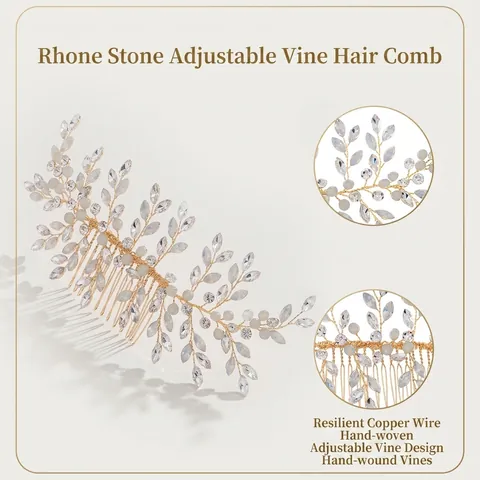 Pettine Per Capelli Sposa Strass Fatto A Mano Cristallo Foglia Matrimonio Festa Accessori Per Capelli Donna
