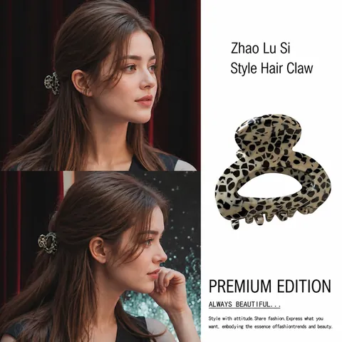 Acryl Haarklammer Schwarz Weiß Gefleckt Muster Hai Clip Chic Haarschmuck Für Frauen Tägliches Styling