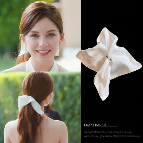 Scrunchie Fiocco In Raso Texture Raso Pieghettato Elastico Per Capelli Elegante Porta Coda Di Cavallo Per Donne Accessorio Per Capelli Stile Dolce