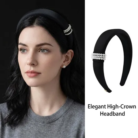 Satijnen Haarklem Met Imitatieparels Dikke Spons Elegante Haaraccessoire Voor Dames Handgemaakt