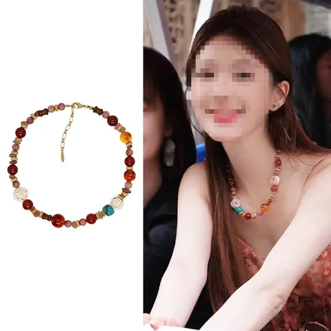Collar Bohemio De Cuentas Para Mujer Con Ágata Madera Cerámica Concha Turquesa Y Acero Inoxidable Joyería Étnica
