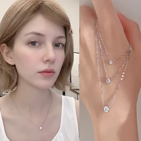 Minimalist Round Cubic Zirconia Pendant Necklace Elegant Copper Base Clavicle Chain Modern Jewelry Accessories Women