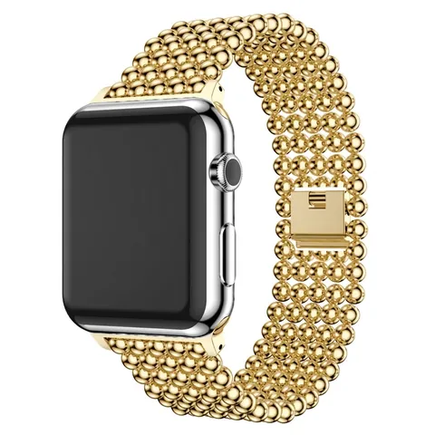 Cinturino di Ricambio in Metallo con Perline Compatibile con iWatch per Donna Gioielli di Moda Cinturino a Bracciale