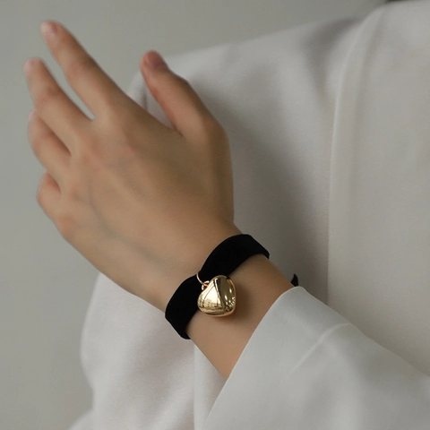 Mode Herz Anhänger Elastisches Samt Armband Für Damen Weiches Samt Haargummi Gold Silber Rosa Herz Schmuck Geschenk