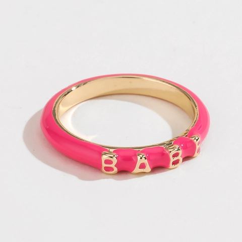 Fashion Alloy Gold Plated Rings Enamel Heart Letter Amore Babe Xoxo Zirconia Artificial Pearl Rings For Women Valentine Day Jewelry