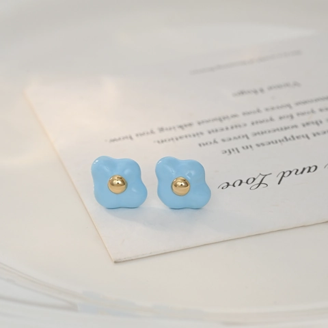 Sweet Creamy Flower Stud Earrings With 925 Sterling Silver Earring Post Copper Gold Plated Pastel Jewelry For Women