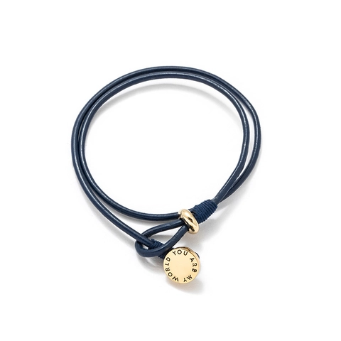 You Are My World Letter Engraved Leather Double Wrap Bracelet Gold Plated Alloy Pendant Minimalist Men Women Jewelry Gift