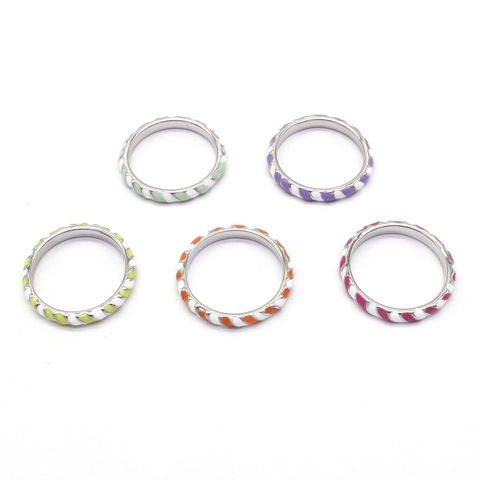 Anello a Fascia in Lega Moda Smalto a Goccia Bicolore a Spirale Strisce Sottili Anello per Donna Gioielli Accessori Regalo