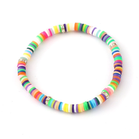 Bohemian Handmade Colorful Heishi Soft Clay Bead Pearl Bracelet For Women Beach Vacation Letter Smile Heart Star Jewelry