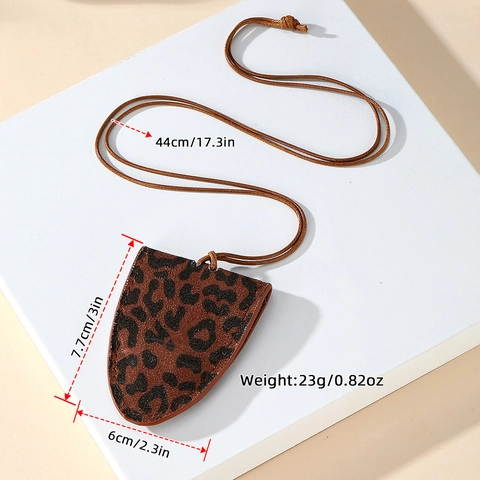 Portable PU Leather Glasses Case Hanging Neck Pouch Leopard Print Sunglasses Storage Bag For Women Accessories